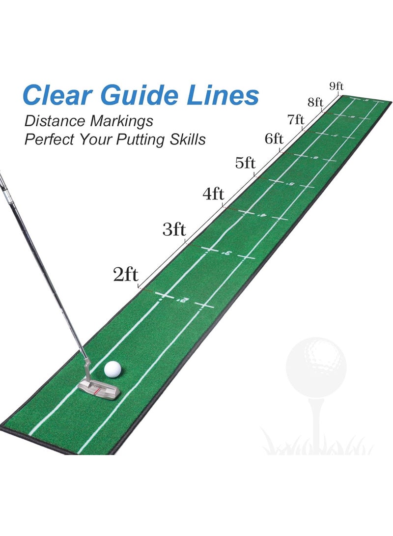 Golf Putting Mat Indoor & Outdoor Professional Golf Practice Putting Green Mat with Distance Marker Anti Slip Backing Golf Training Mat Golf Accessories Golf Portable Matt - Image 3